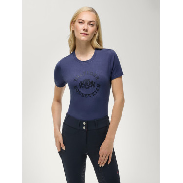 T-shirt de manga curta Pasadena Tommy Hilfiger Equestrian mulher Índigo desbotado Azul