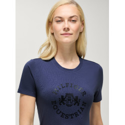 T-shirt de manga curta Pasadena Tommy Hilfiger Equestrian mulher Índigo desbotado Azul