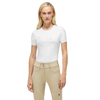 T-shirt de manga curta com strass Tommy Hilfiger Equestrian Malibu mulher Branco óptico