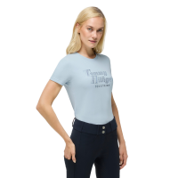 T-shirt de manga curta com strass Tommy Hilfiger Equestrian Malibu mulher Azul doce