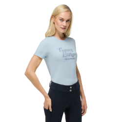 T-shirt de manga curta com strass Tommy Hilfiger Equestrian Malibu mulher Azul doce