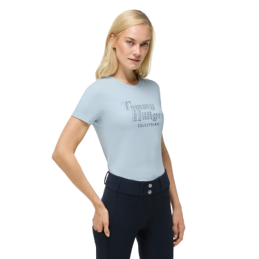 T-shirt de manga curta com strass Tommy Hilfiger Equestrian Malibu mulher Azul doce