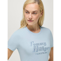 T-shirt de manga curta com strass Tommy Hilfiger Equestrian Malibu mulher Azul doce