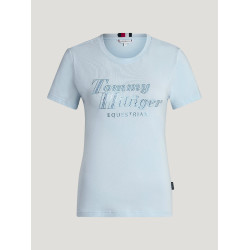 T-shirt de manga curta com strass Tommy Hilfiger Equestrian Malibu mulher Azul doce