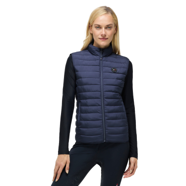 Colete acolchoado sem mangas Tommy Hilfiger Equestrian Serano para mulher Índigo desbotado Azul