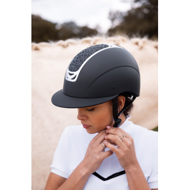 Capacete de equitação com ornamento de cristal Horze Arix II Preto / preto