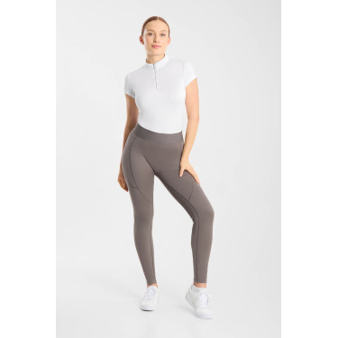 Legging de equitação Horze Maia com fundo completo feminino Madeira à deriva Cinzento