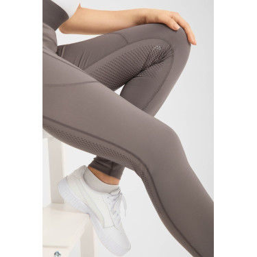 Legging de equitação Horze Maia com fundo completo feminino Madeira à deriva Cinzento