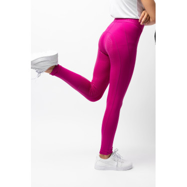 Legging de equitação com grip de silicone completo Madison infantil Horze Rosa beterraba