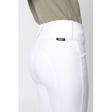 Calça de equitação com reforços Grip Horze Grand Prix Pro feminina Branco / azul turquesa