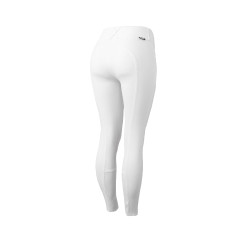 Calça de equitação com reforços Grip Horze Grand Prix Pro feminina Branco / azul turquesa