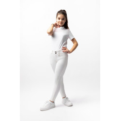 Calça de equitação Grand Prix com culote de silicone infantil Horze Branco