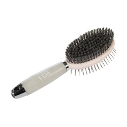 Escova de crina e cauda HKM Gel de dupla face Rosa claro / cinza claro Cinzento Escova de crina e cauda HKM Gel de dupla face Rosa claro / cinza claro Cinzento