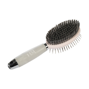 Escova de crina e cauda HKM Gel de dupla face Rosa claro / cinza claro Cinzento Escova de crina e cauda HKM Gel de dupla face Rosa claro / cinza claro Cinzento