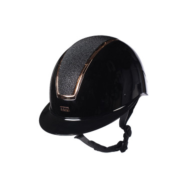 Capacete HKM Lady Shield brilhante Preto / dourado rosé Capacete HKM Lady Shield brilhante Preto / dourado rosé