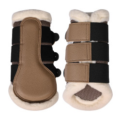 Guêtres HKM Comfort Premium Mesh com pelo  Cinzento-acastanhado Castanho