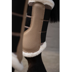 Guêtres HKM Comfort Premium Mesh com pelo  Cinzento-acastanhado Castanho
