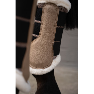 Guêtres HKM Comfort Premium Mesh com pelo  Cinzento-acastanhado Castanho