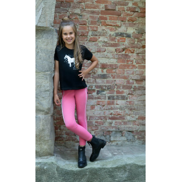 Legging infantil HKM Maui com fundo integral em silicone Rosa Legging infantil HKM Maui com fundo integral em silicone Rosa