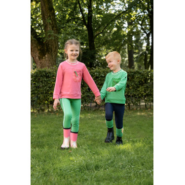 Legging infantil HKM Maui com fundo integral em silicone Verde