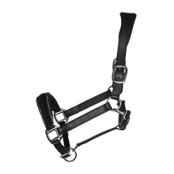 Cabresto de couro HKM Glamour Preto / prateado
