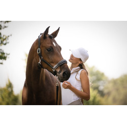 Cabresto de couro HKM Glamour Preto / prateado