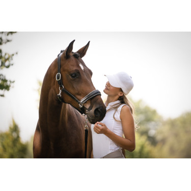 Cabresto de couro HKM Glamour Preto / prateado