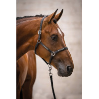 Caveção de couro HKM Sparkle Preto