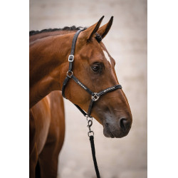 Caveção de couro HKM Sparkle Preto