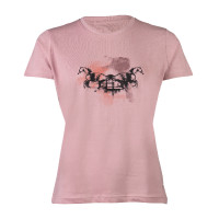 Camiseta feminina HKM Running Horse de manga curta Rosa velho