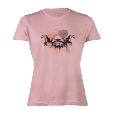 Camiseta feminina HKM Running Horse de manga curta Rosa velho Camiseta feminina HKM Running Horse de manga curta Rosa velho