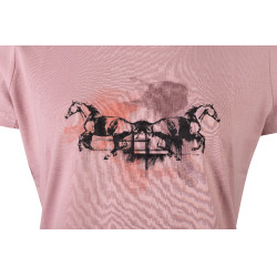 Camiseta feminina HKM Running Horse de manga curta Rosa velho Camiseta feminina HKM Running Horse de manga curta Rosa velho