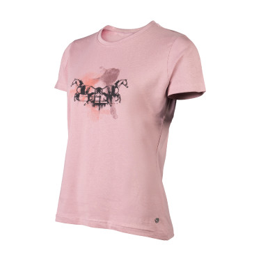 Camiseta feminina HKM Running Horse de manga curta Rosa velho Camiseta feminina HKM Running Horse de manga curta Rosa velho