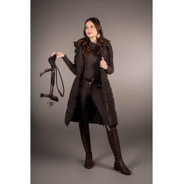 Colete sem mangas Lauria Garrelli longo Arezzo feminino Castanho escuro