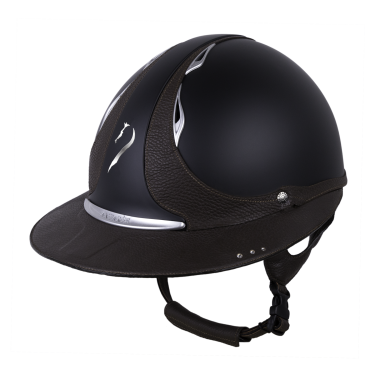 Capacete Antares Origin Referência viseira Eclipse Swarovski Preto / couro marrom Capacete Antares Origin Referência viseira Eclipse Swarovski Preto / couro marrom
