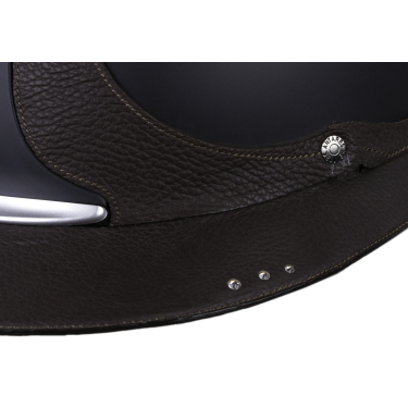 Capacete Antares Origin Referência viseira Eclipse Swarovski Preto / couro marrom Capacete Antares Origin Referência viseira Eclipse Swarovski Preto / couro marrom