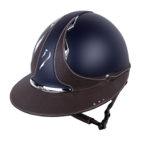 Capacete Antares Origin Galaxy viseira Eclipse Swarovski Azul / couro marrom