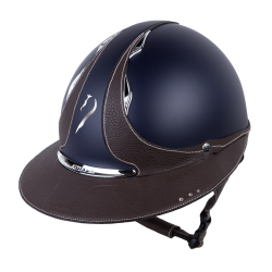 Capacete Antares Origin Galaxy viseira Eclipse Swarovski Azul / couro marrom