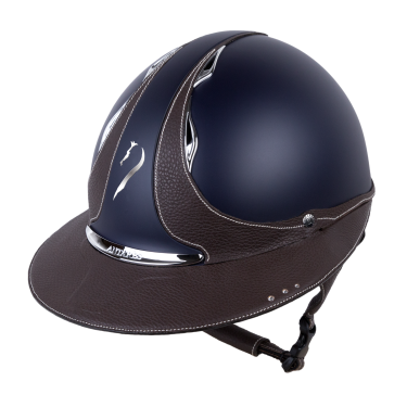 Capacete Antares Origin Galaxy viseira Eclipse Swarovski Azul / couro marrom