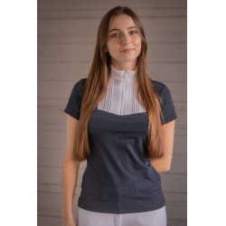 Polo de competição Pénélope Florence Mesh manga curta para mulher Marinho Azul-marinho