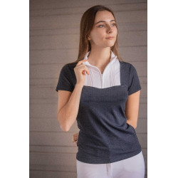 Polo de competição Pénélope Florence Mesh manga curta para mulher Marinho Azul-marinho