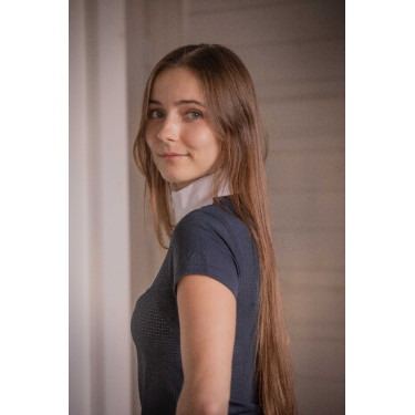 Polo de competição Pénélope Florence Mesh manga curta para mulher Marinho Azul-marinho