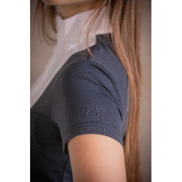 Polo de competição Pénélope Florence Mesh manga curta para mulher Marinho Azul-marinho