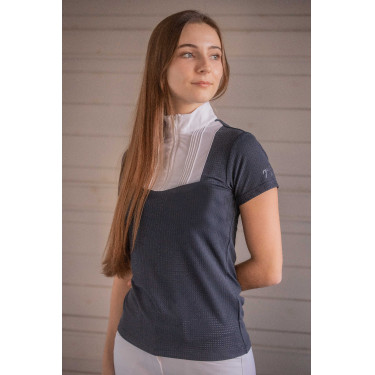 Polo de competição Pénélope Florence Mesh manga curta para mulher Marinho Azul-marinho