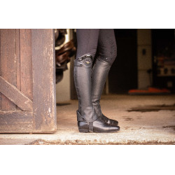 Mini-chaps Pénélope Prisca couro Preto