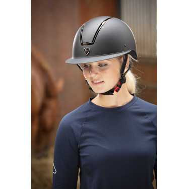 Capacete Equithème Glint Fosco Preto / prata brilhante