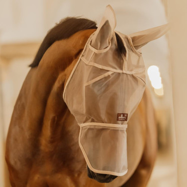 Máscara anti-moscas Classic com orelhas e cobre-nariz Kentucky Bege