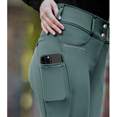 Calça de equitação ELT Mathilda Glam cintura alta Verde pinho Calça de equitação ELT Mathilda Glam cintura alta Verde pinho