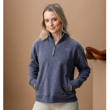 Sweatshirt com meio zíper Horseware AA Gabriella feminino Antracite Cinzento