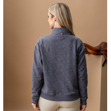 Sweatshirt com meio zíper Horseware AA Gabriella feminino Antracite Cinzento
